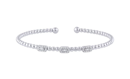 1/4 ctw Natural Diamonds 3 cluster Flexi Bangle Bracelet