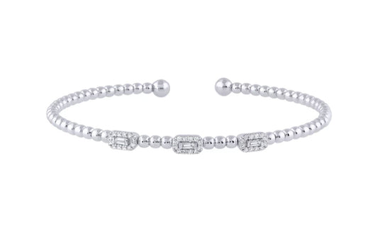 1/4 ctw Natural Diamonds 3 cluster Flexi Bangle Bracelet